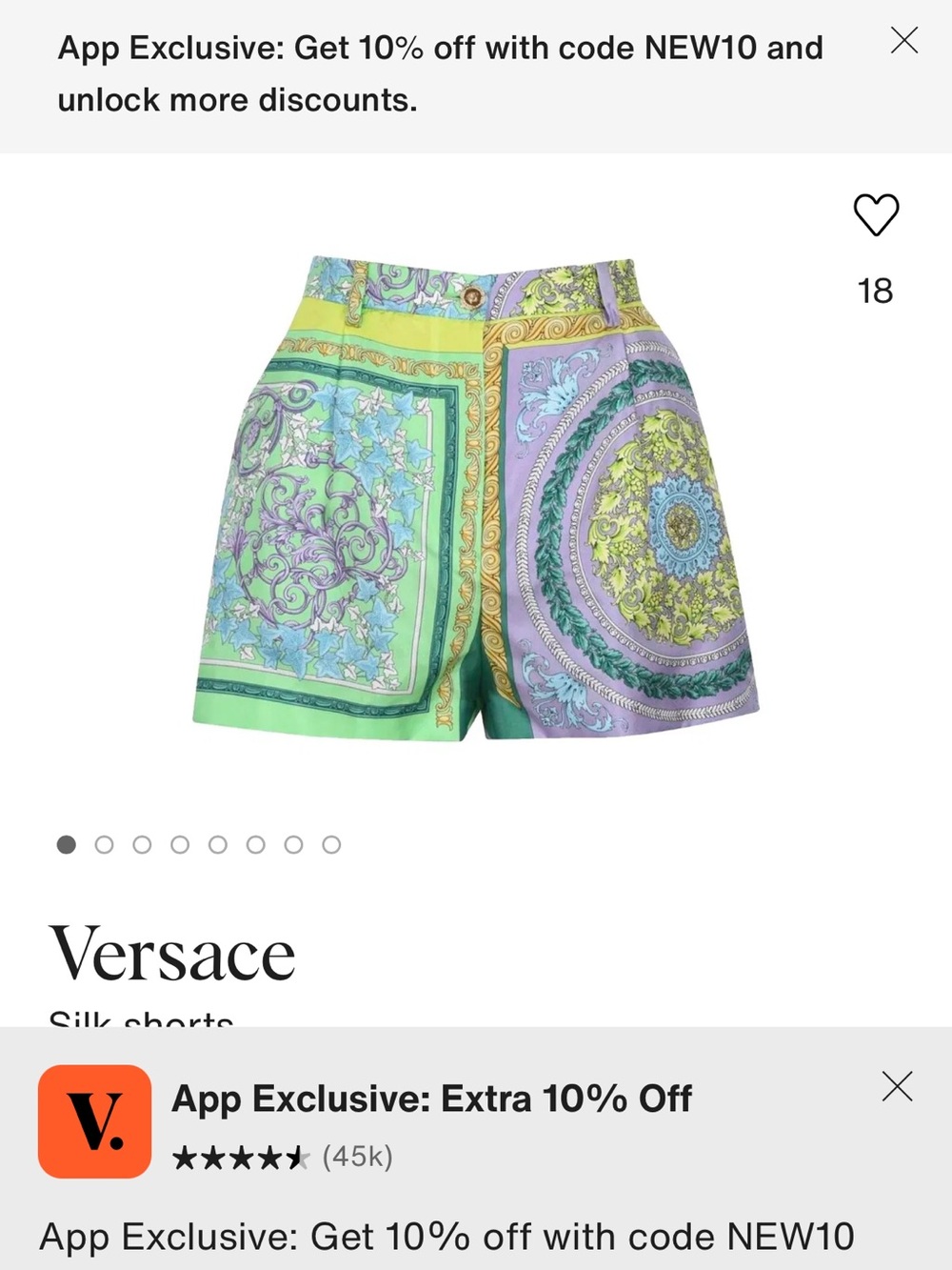 Versace Barocco Watercolor Silk High Waist Shorts Women’s IT 42 US 4 6